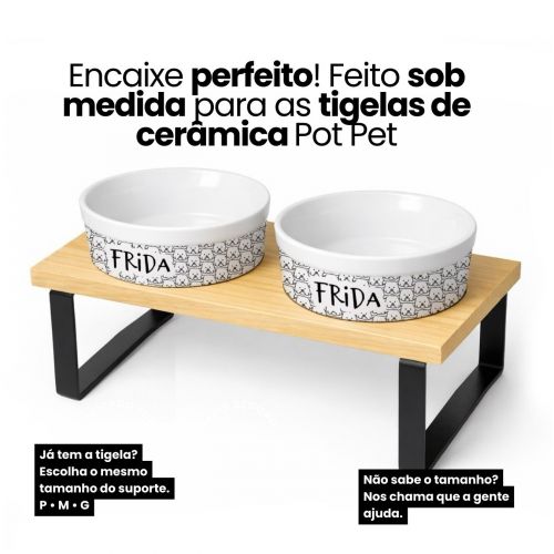 Suporte de Elevação Duplo em Madeira e Pés em Metal