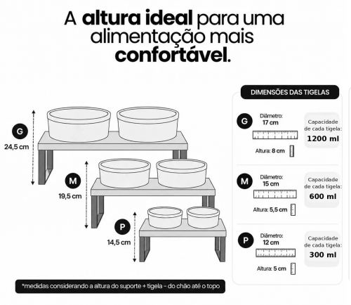 Suporte de Elevação Duplo em Madeira e Pés em Metal