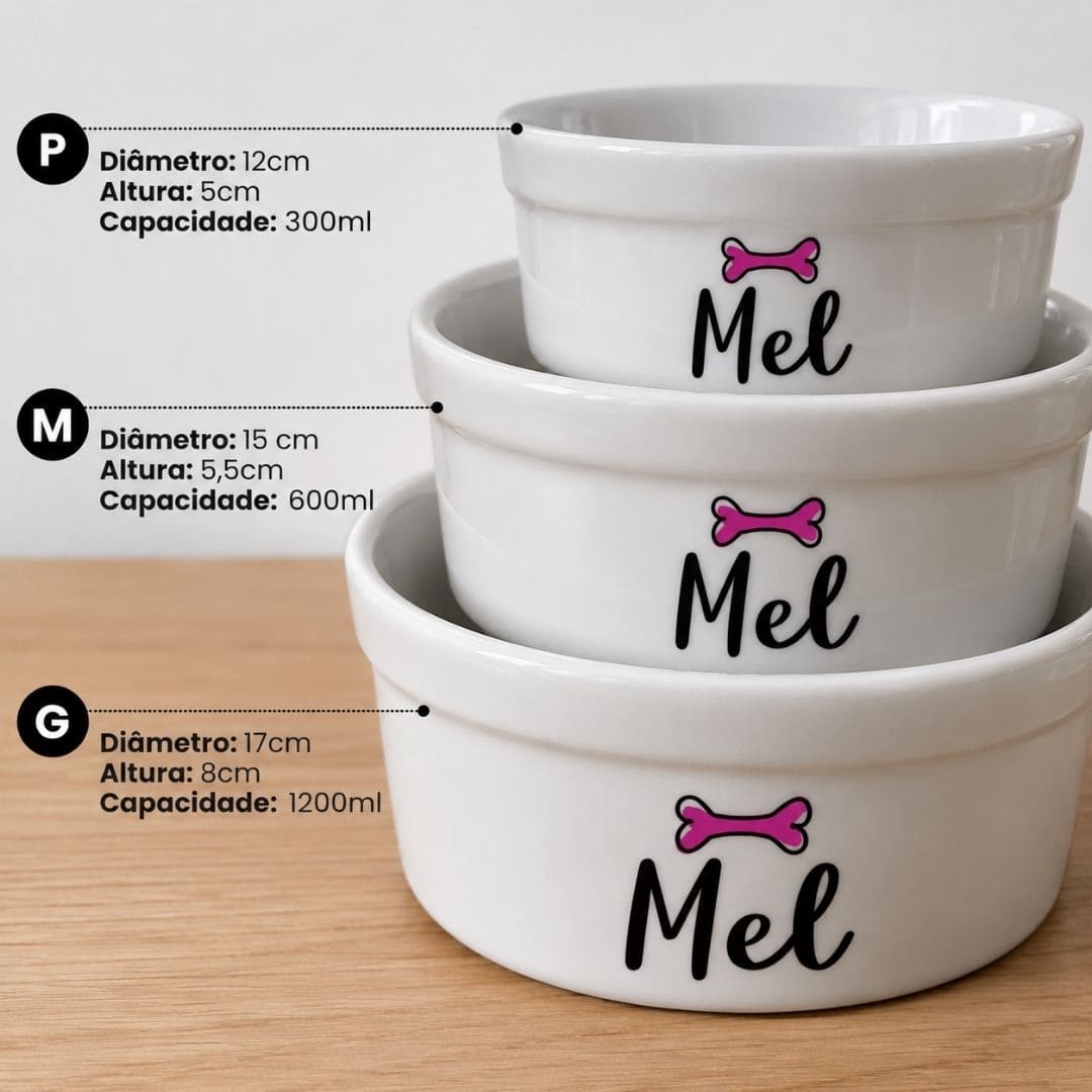 Kit 2 Tigelas Personalizadas com Suporte Duplo - Escolha os Ícones e a Cor - Azul, Rosa ou Cinza