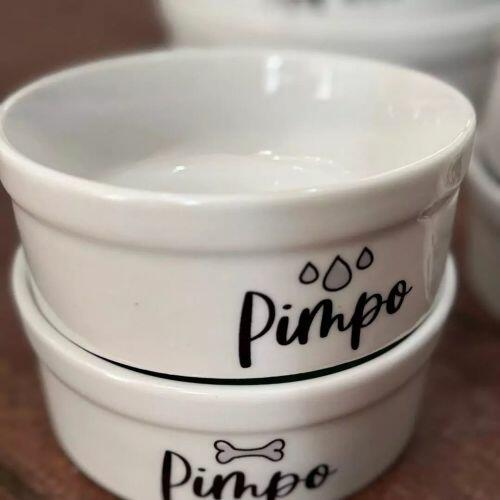 Kit 2 Tigelas Personalizadas com Suporte Duplo - Escolha os Ícones e a Cor - Azul, Rosa ou Cinza