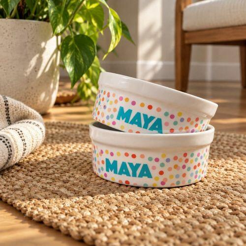 Kit 2 Tigelas Personalizadas com Suporte Duplo - Confetes