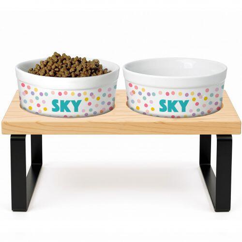 Kit 2 Tigelas Personalizadas com Suporte Duplo - Confetes