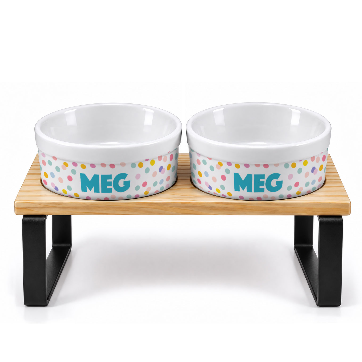Kit 2 Tigelas Personalizadas com Suporte Duplo - Confetes
