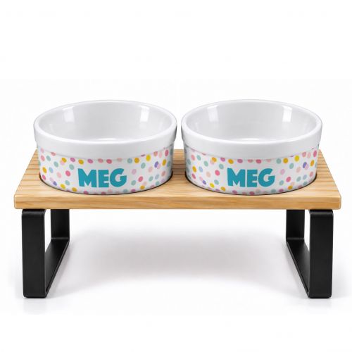 Kit 2 Tigelas Personalizadas com Suporte Duplo - Confetes