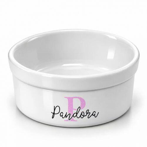 Kit 2 Tigelas Personalizadas com Suporte Duplo - Monograma - Escolha a Cor