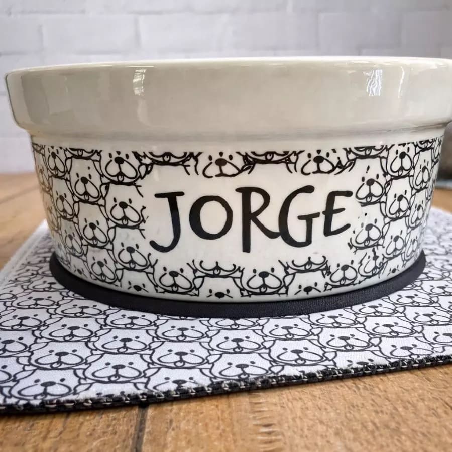 Kit Personalizado com Comedouro, Bebedouro e Tapete | Escolha a Raça do Pet - Coleção Carinhas
