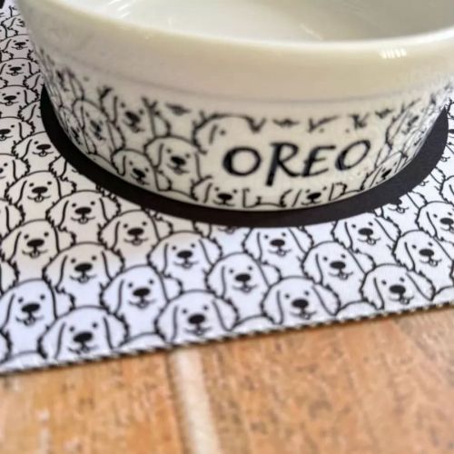 Kit Personalizado com Comedouro, Bebedouro e Tapete | Escolha a Raça do Pet - Coleção Carinhas