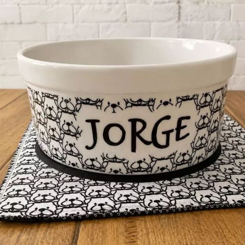 Comedouro ou Bebedouro de Cerâmica Personalizado - Coleção Carinhas | Escolha a Raça