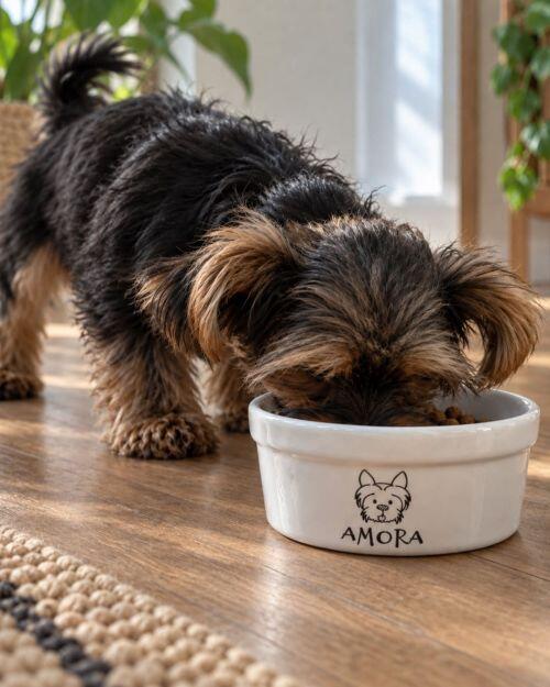 Kit Comedouro e Bebedouro de Cer�mica Personalizados - Meu Pet - Escolha a Ra�a