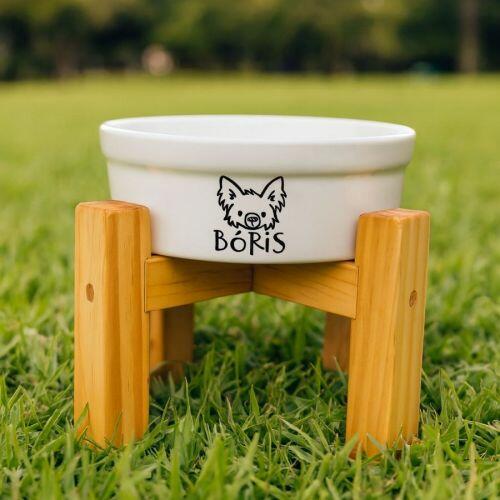Kit Comedouro e Bebedouro de Cer�mica Personalizados - Meu Pet - Escolha a Ra�a
