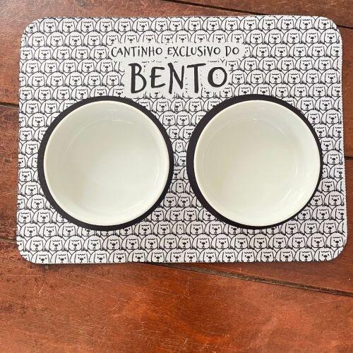 Kit Comedouro e Bebedouro de Cer�mica Personalizados - Meu Pet - Escolha a Ra�a
