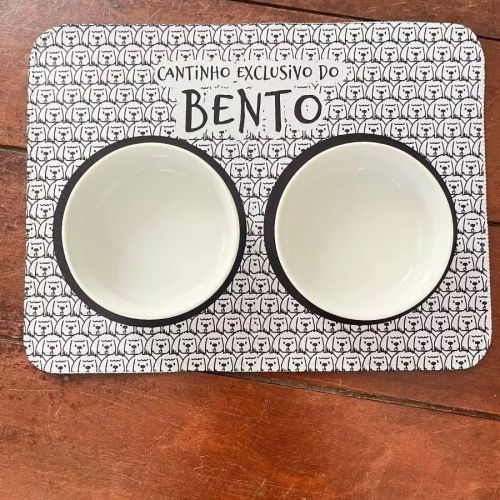 �Kit Personalizado com Comedouro, Bebedouro e Tapete | Escolha a Ra�a - Cole��o Meu Pet