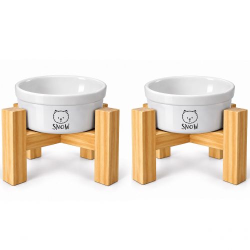 Kit Comedouro e Bebedouro Personalizados + 2 Suportes Individuais - Escolha a Raça | Coleção Meu Pet