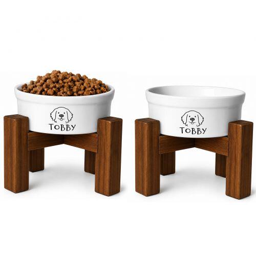 Kit 2 Tigelas Personalizadas+ 2 Suportes  - Escolha a Ra�a - Cole��o Meu Pet