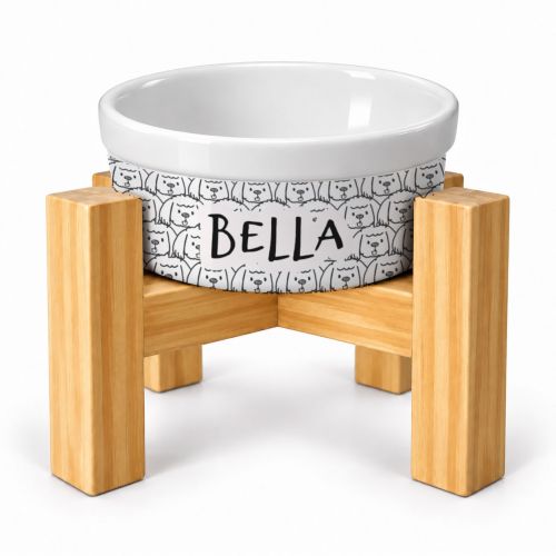 Kit Comedouro Personalizado + Suporte Individual - Escolha a Raça | Coleção Carinhas