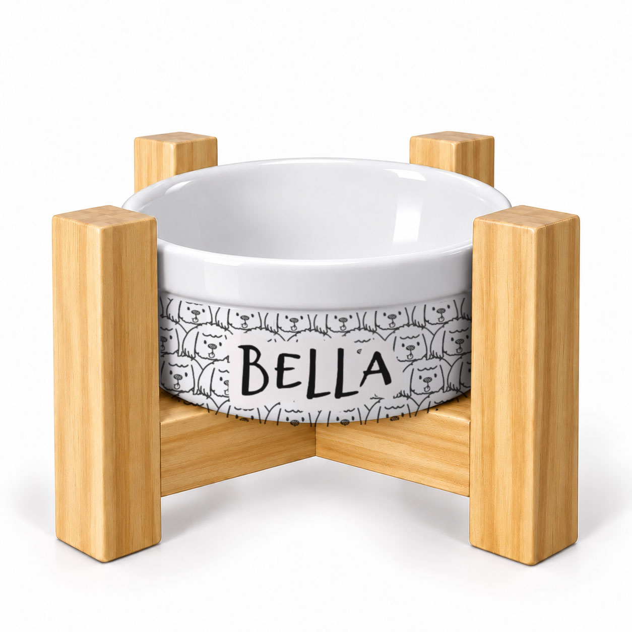 Kit Comedouro Personalizado + Suporte Individual - Escolha a Raça | Coleção Carinhas