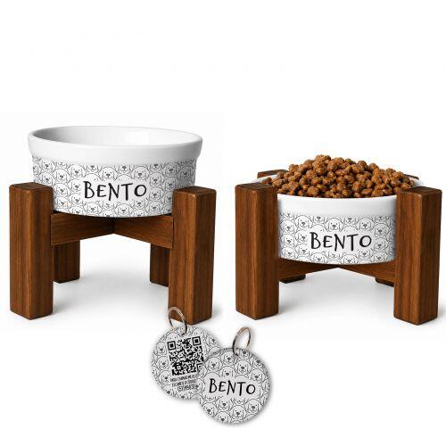 Kit 2 Tigelas com Suportes e Plaquinha + FRETE GR�TIS - Escolha a Ra�a - Cole��o Carinhas�