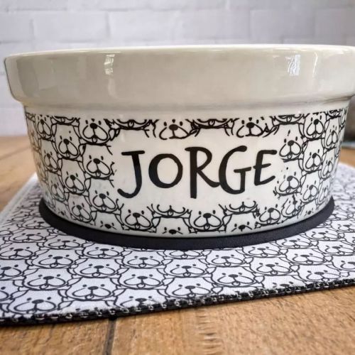 Kit Tigela Personalizada com Suporte Individual - Escolha a Raça - Coleção Carinhas