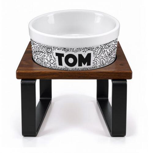 Kit Tigela Personalizada com Suporte Individual - Floral P&B