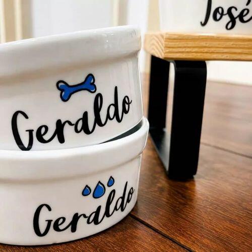 Kit Tigela Personalizada + Suporte Individual - Escolha o �cone e a Cor