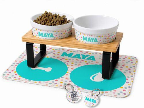Cantinho Completo Confetes - Tigelas + Suporte Duplo + Tapete + Plaquinha Gr�tis