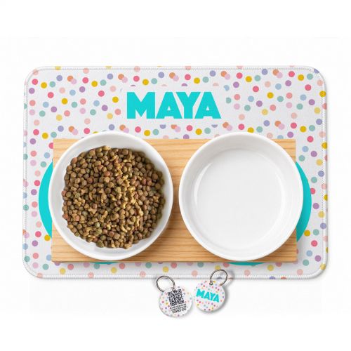 Cantinho Completo Confetes - Tigelas + Suporte Duplo + Tapete + Plaquinha Gr�tis