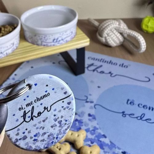 Tapete Individual Antiderrapante Personalizado - Corações Azuis ou Rosas