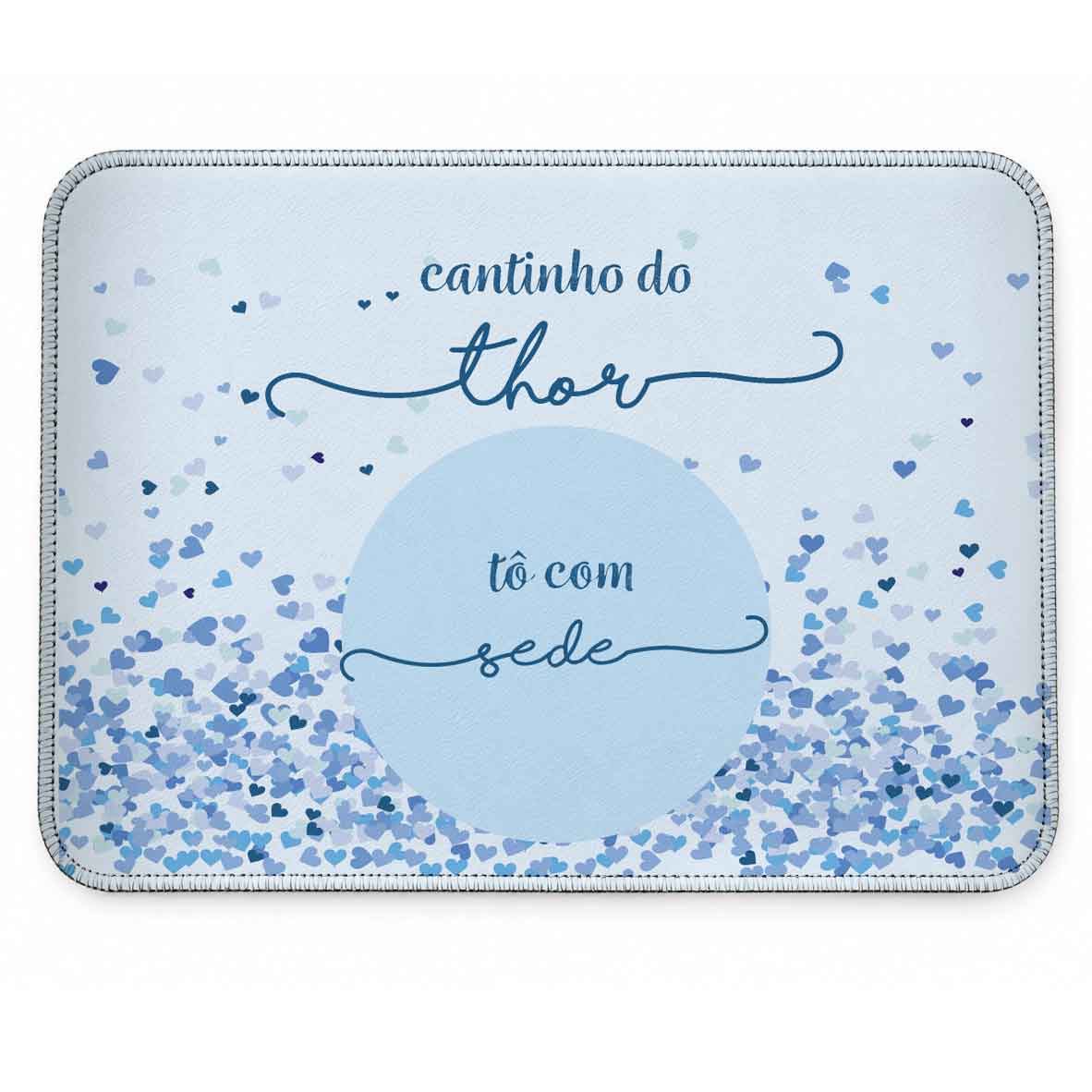 Tapete Individual Antiderrapante Personalizado - Corações Azuis ou Rosas