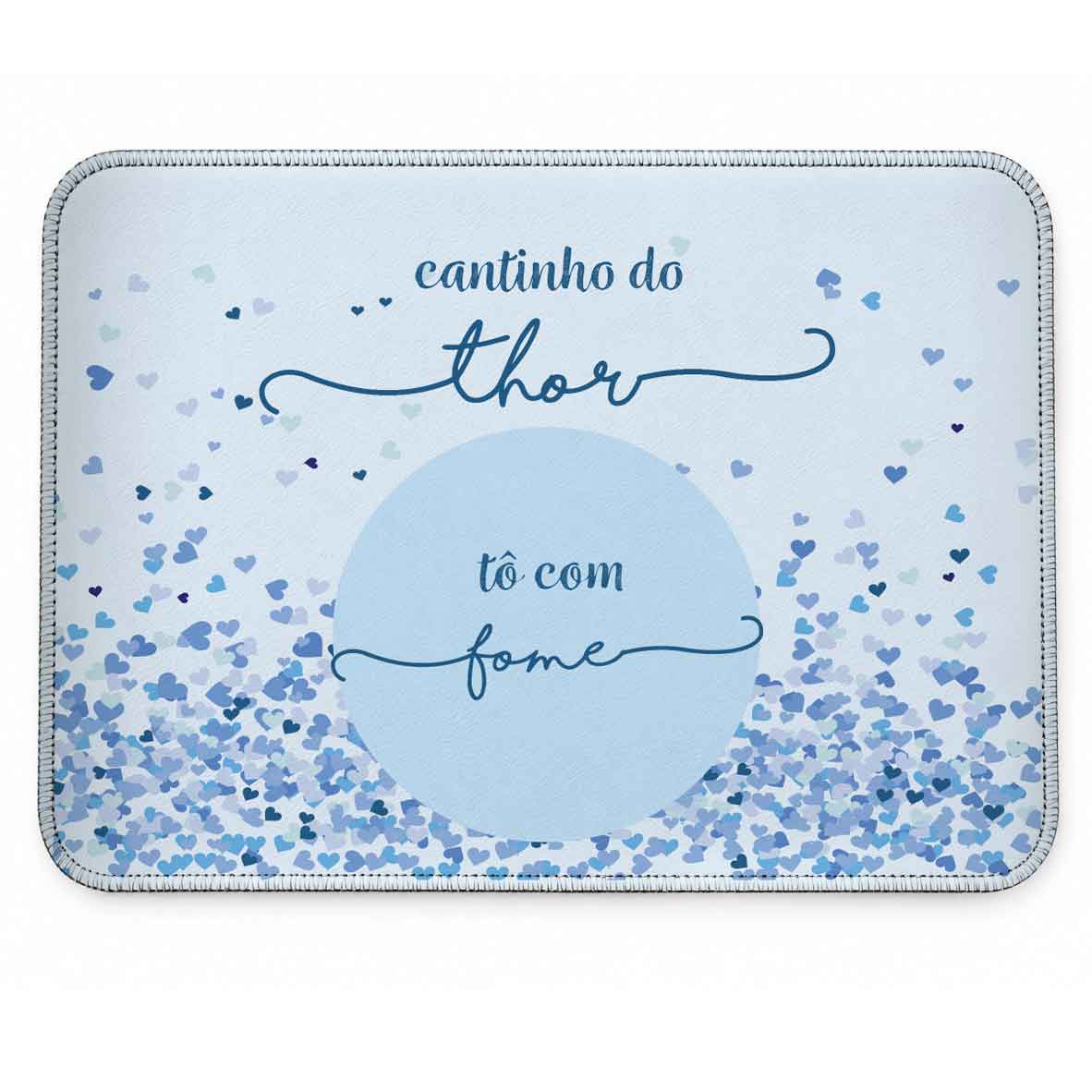 Tapete Individual Antiderrapante Personalizado - Corações Azuis ou Rosas