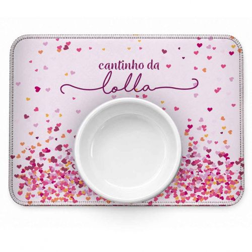Tapete Individual Antiderrapante Personalizado - Corações Azuis ou Rosas