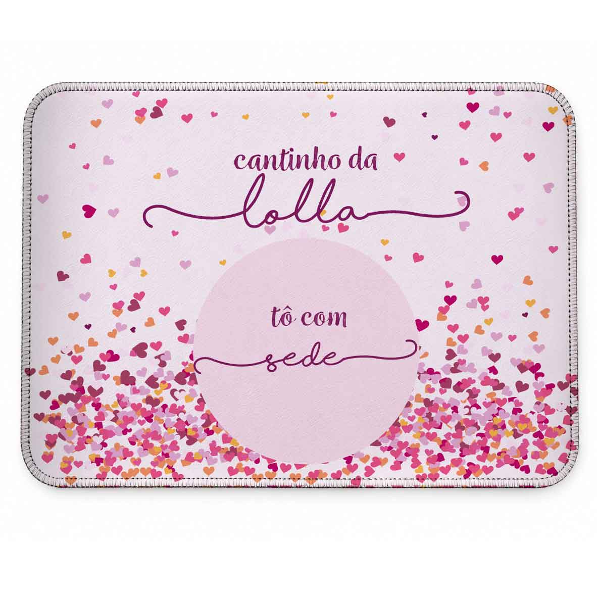 Tapete Individual Antiderrapante Personalizado - Corações Azuis ou Rosas