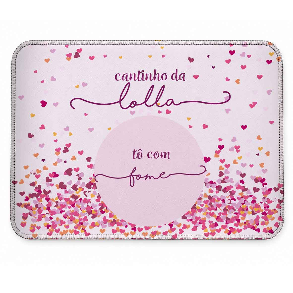 Tapete Individual Antiderrapante Personalizado - Corações Azuis ou Rosas