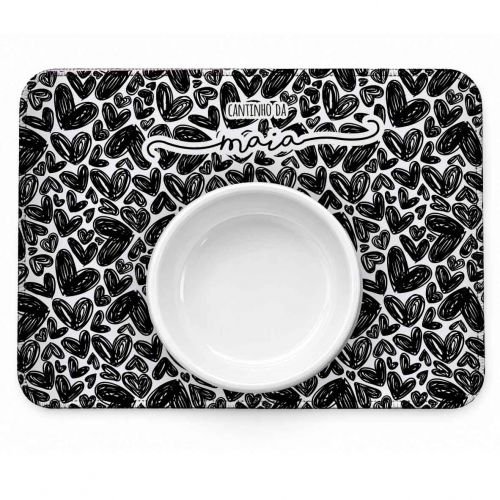 Tapete Individual Antiderrapante Personalizado para Comedouro ou Bebedouro - Três Corações