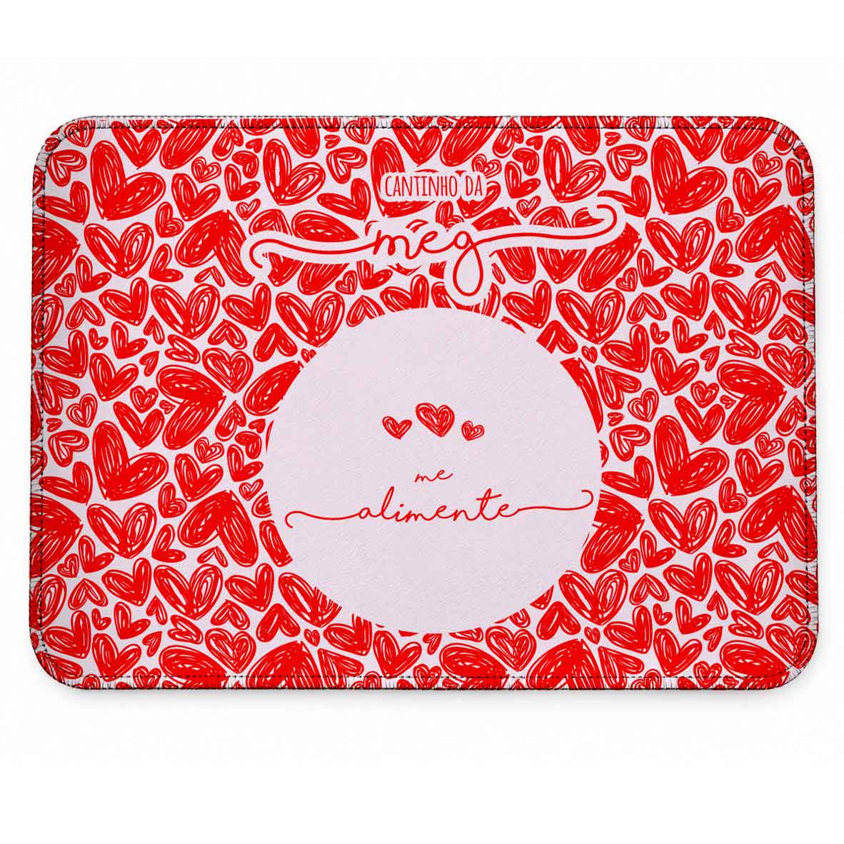 Tapete Individual Antiderrapante Personalizado para Comedouro ou Bebedouro - Três Corações