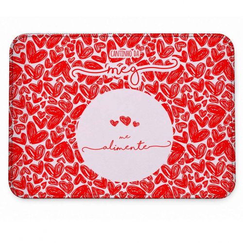 Tapete Individual Antiderrapante Personalizado para Comedouro ou Bebedouro - Três Corações