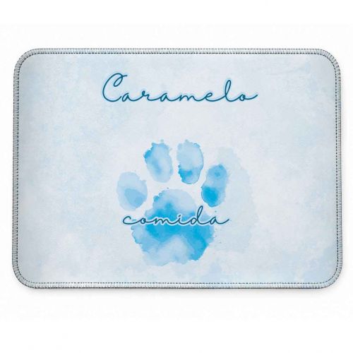 Tapete Individual Antiderrapante Personalizado - Patinha Aquarela Azul ou Rosa