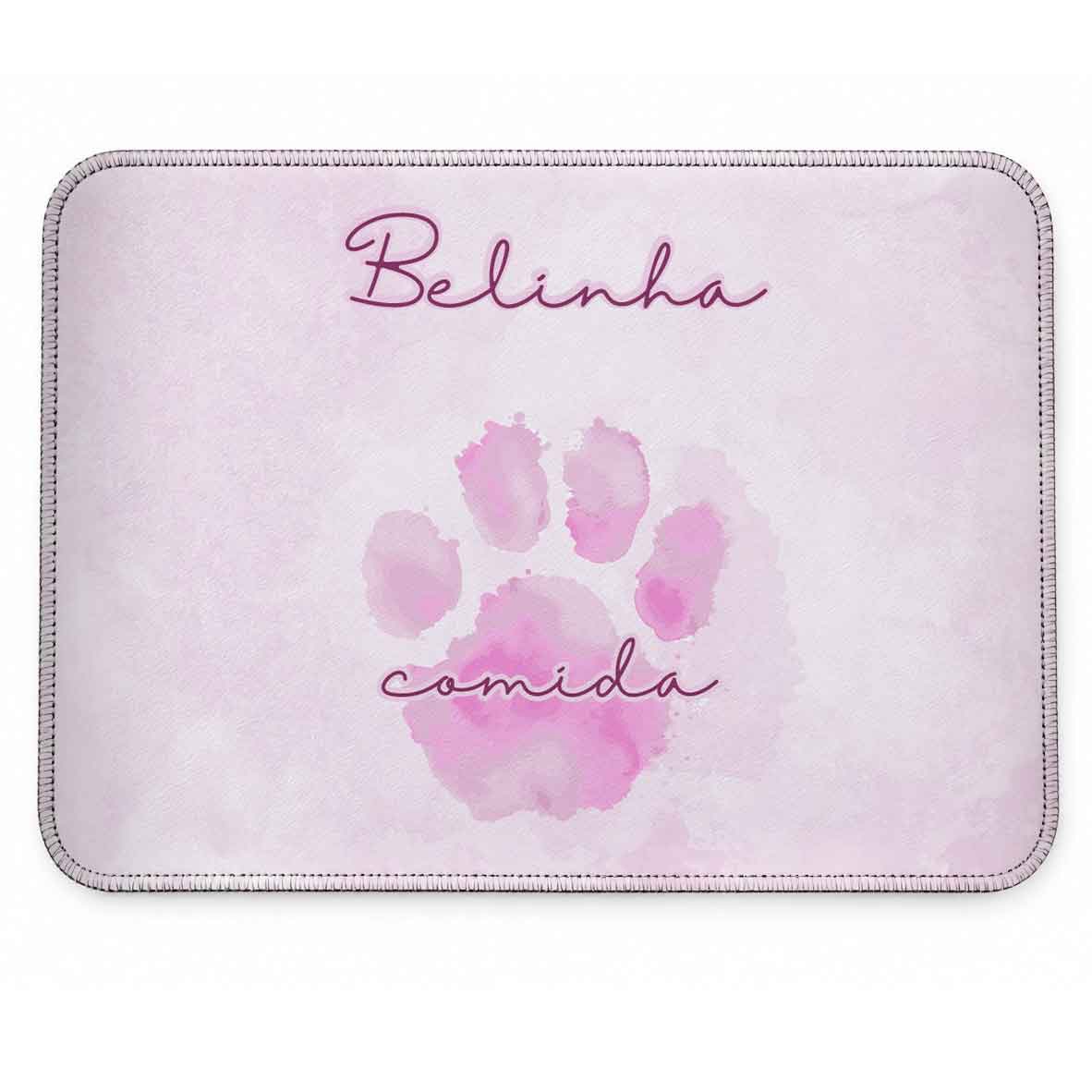 Tapete Individual Antiderrapante Personalizado - Patinha Aquarela Azul ou Rosa