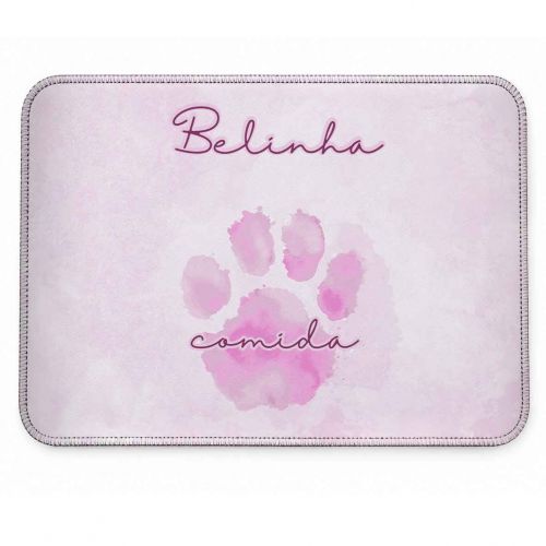 Tapete Individual Antiderrapante Personalizado - Patinha Aquarela Azul ou Rosa