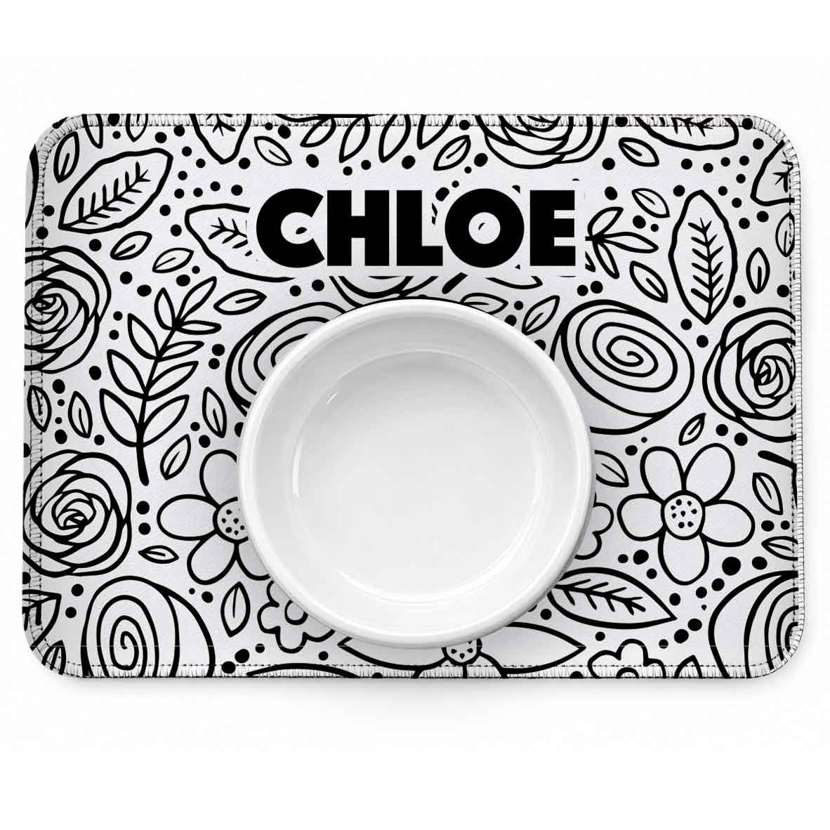 Tapete Individual Antiderrapante Personalizado - Floral P&B