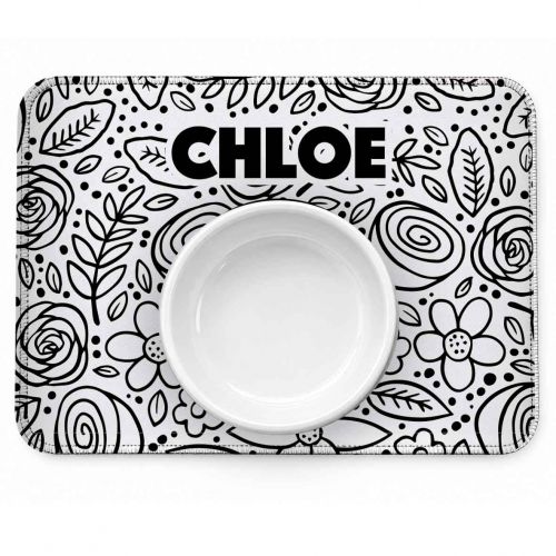 Tapete Individual Antiderrapante Personalizado - Floral P&B