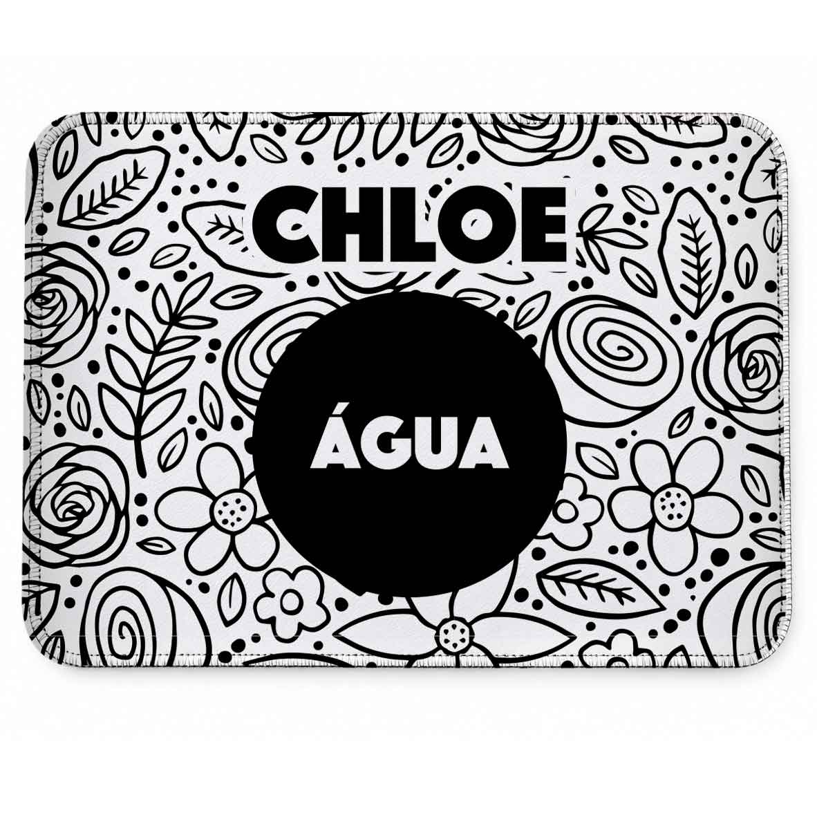 Tapete Individual Antiderrapante Personalizado - Floral P&B