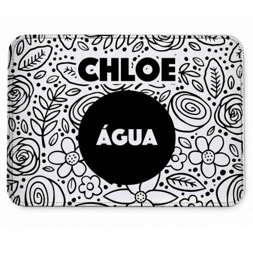 Tapete Individual Antiderrapante Personalizado - Floral P&B