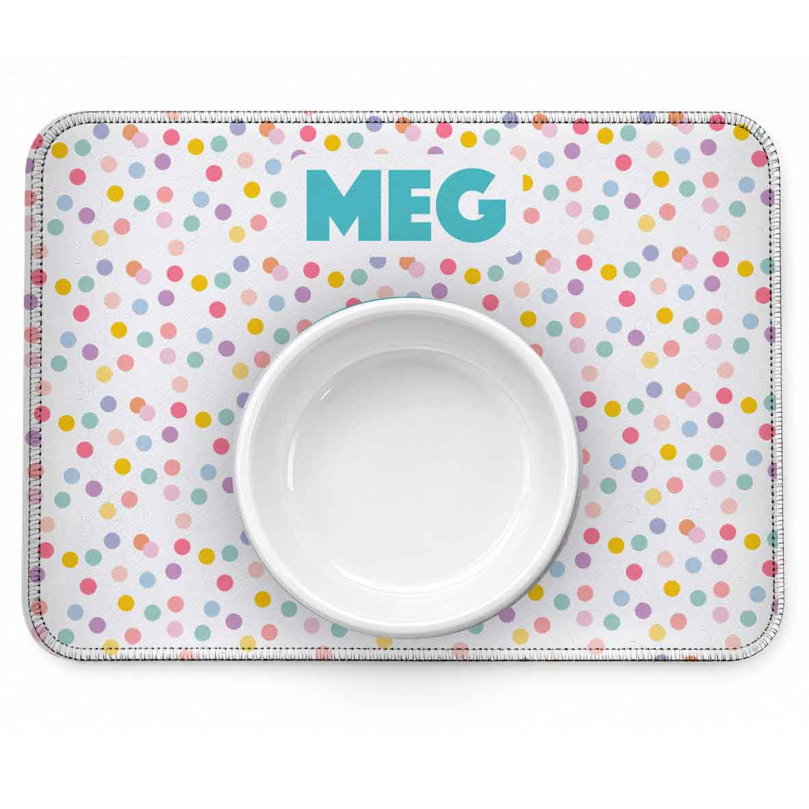 Tapete Individual Antiderrapante Personalizado para Comedouro ou Bebedouro ? Confetes
