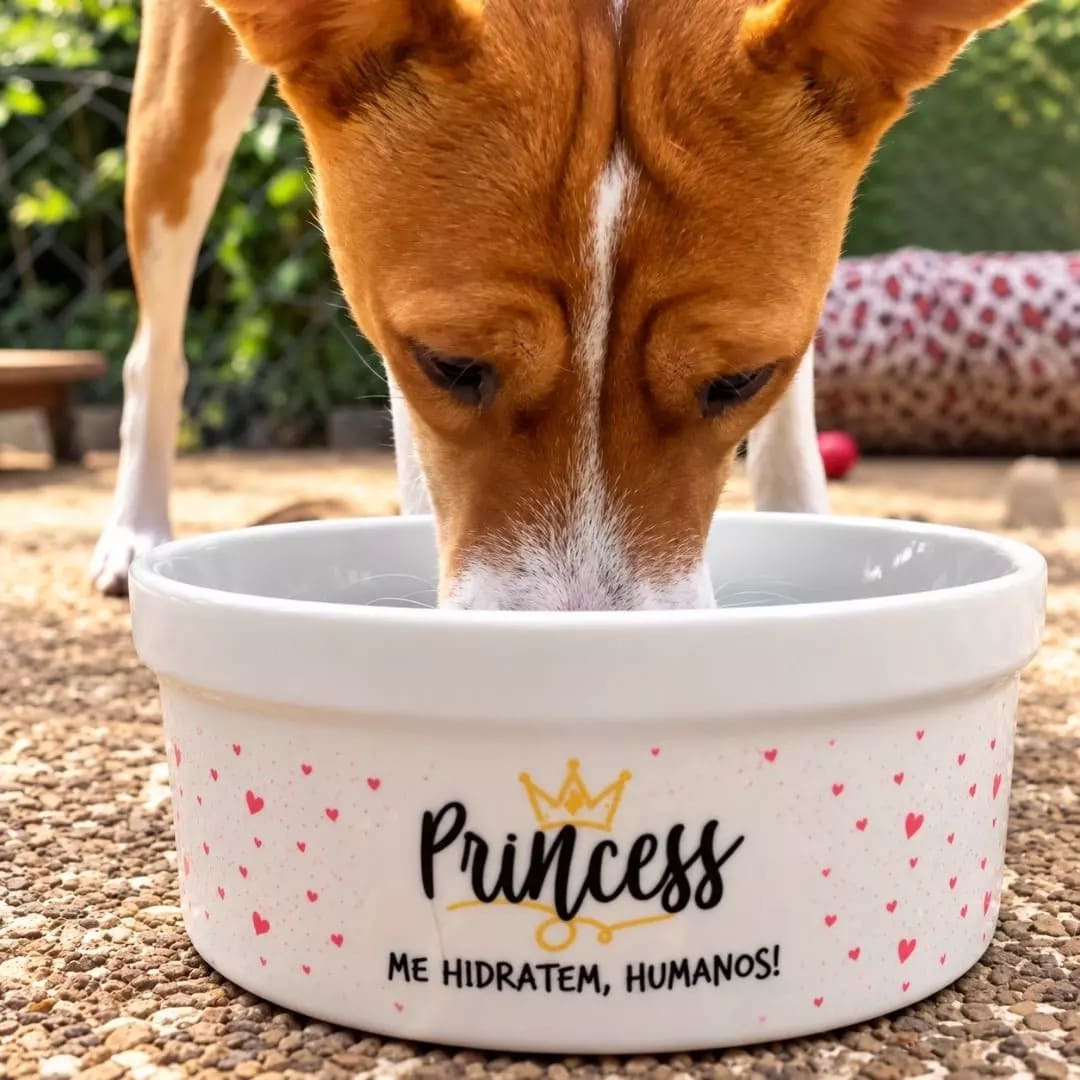 Tigela de cer�mica usada como bebedouro