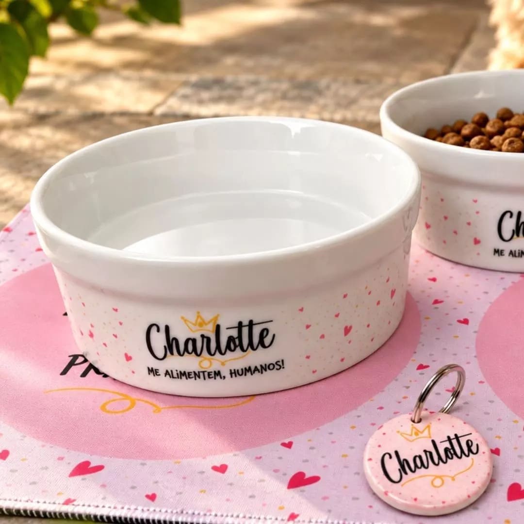 Tigela de cer�mica personalizada Pr�ncipe ou Princesa Pot Pet