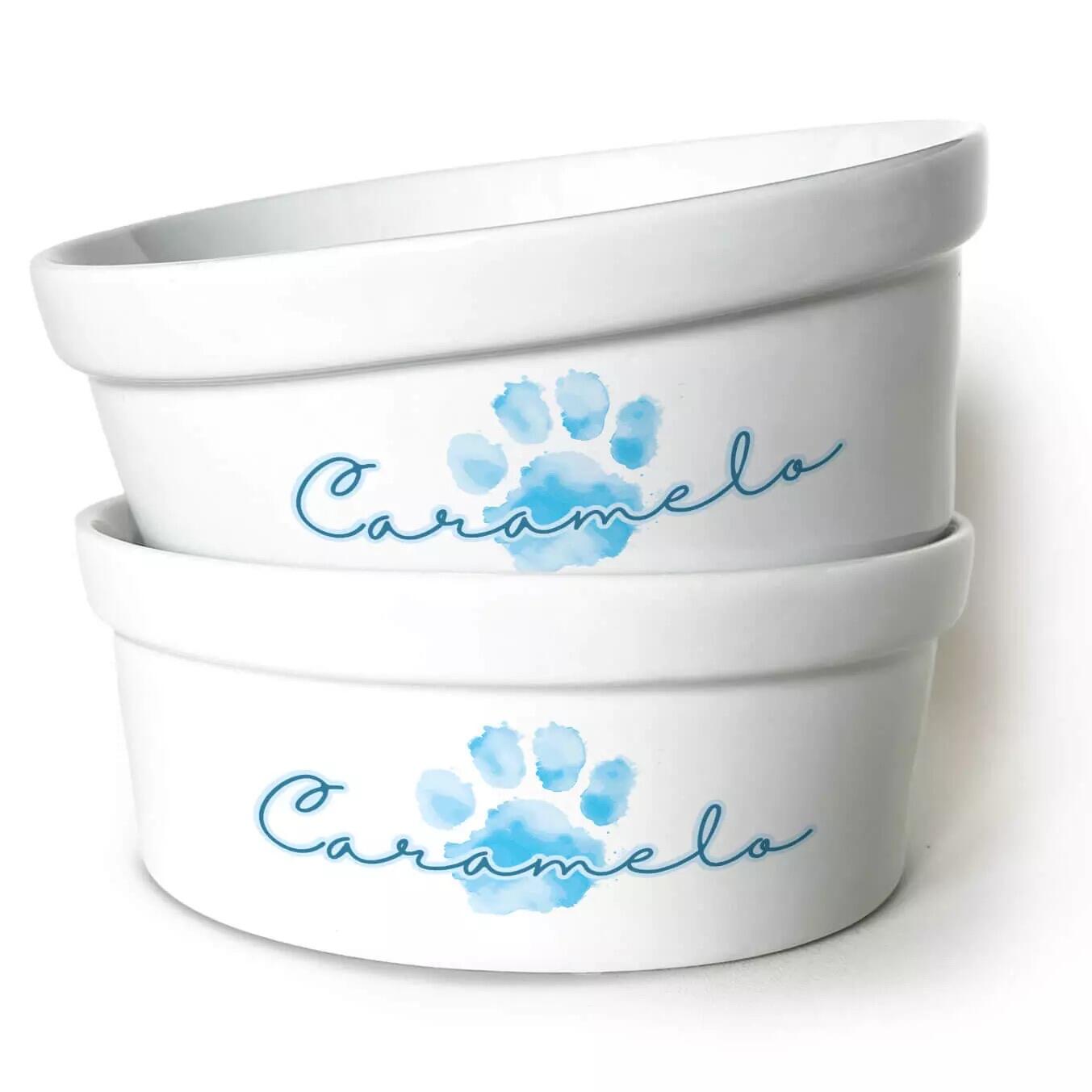 Duas tigelas de cer�mica personalizadas Pot Pet