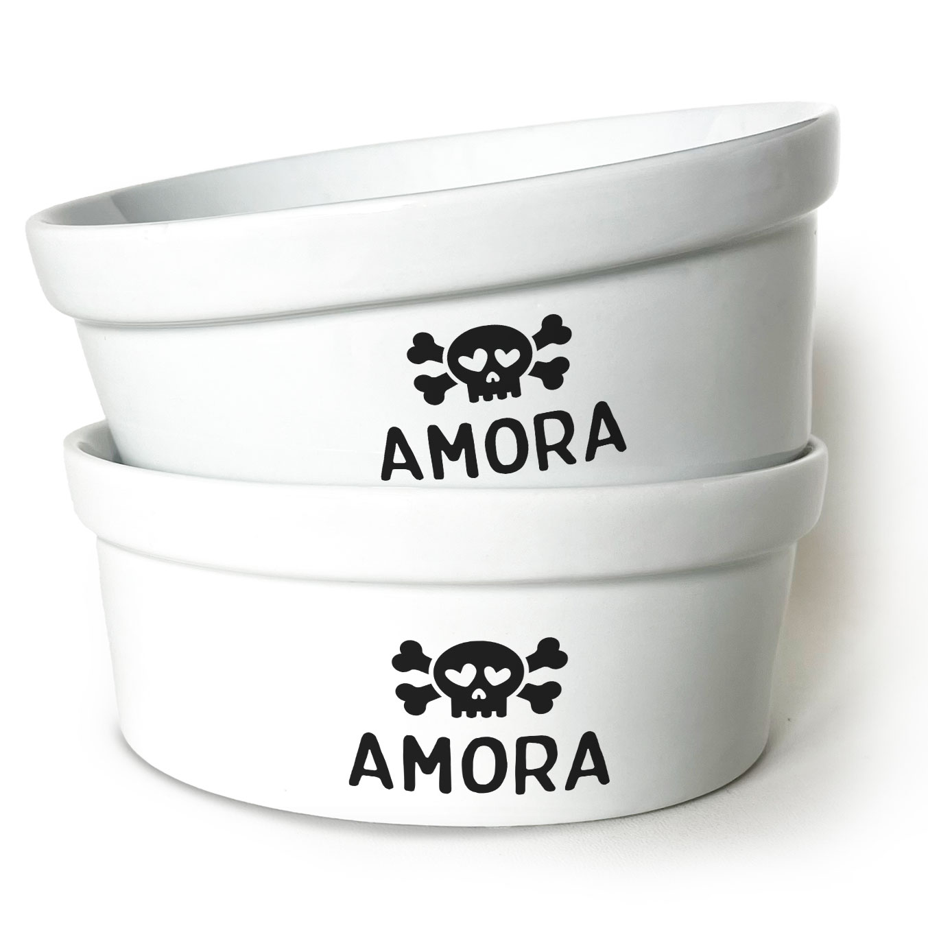 Duas tigelas de cerâmica personalizadas Pot Pet