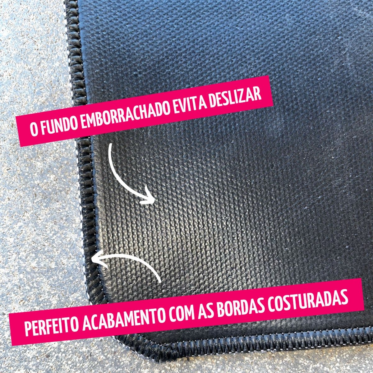 Detalhe da base antiderrapante do tapete de neoprene