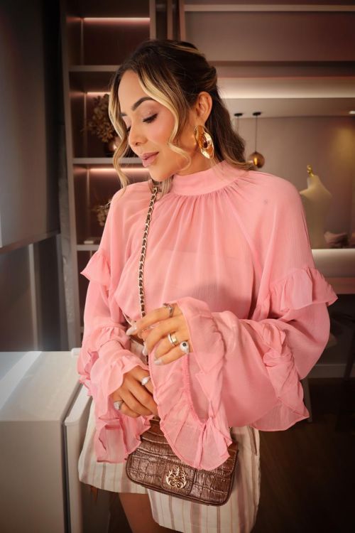 トップス sovisoon big frill crepe blouse pink Comprar Blusa Crep Kheron - a partir de R$246,90