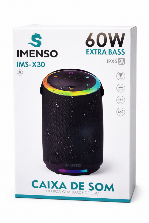 Comprar CAIXA DE SOM BLUETOOTH IMENSO 60W RGB 360° EXTRA BASS IPX5